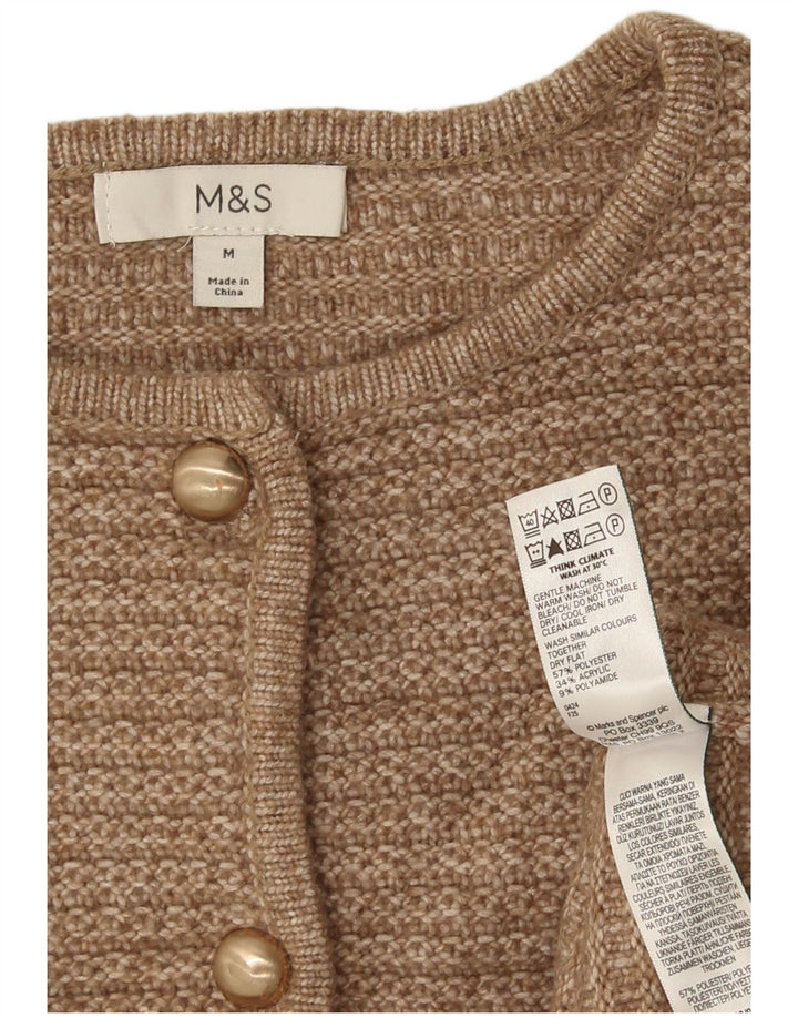 Marks & Spencer Damen Crop Cardigan Pullover UK 14 Mittelbraunes Polyester