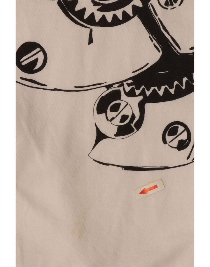 VINTAGE Herren-Sweatshirt mit grafischem Reißverschluss, 2XL, weiße Baumwolle