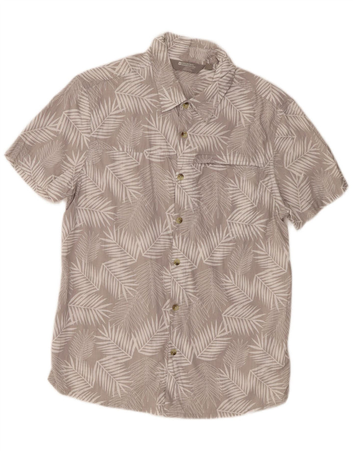 Mountain Warehouse Herren-Kurzarmhemd aus mittelgrauer Baumwolle mit Blumenmuster