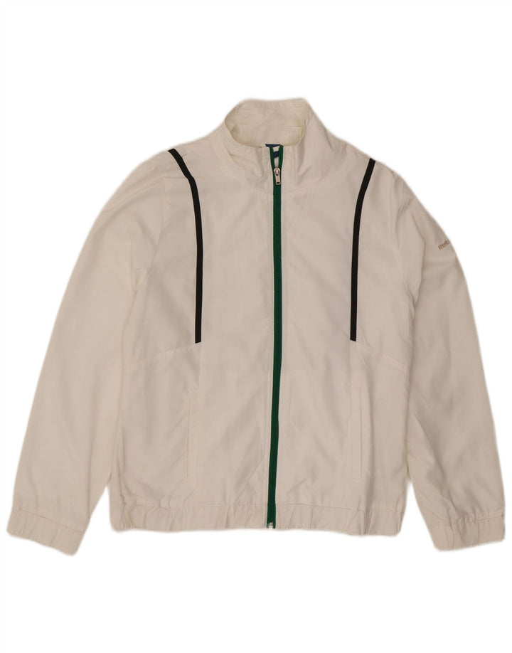 Reebok Damen-Trainingsanzug-Oberteiljacke UK 14 Mittelweißes Polyester