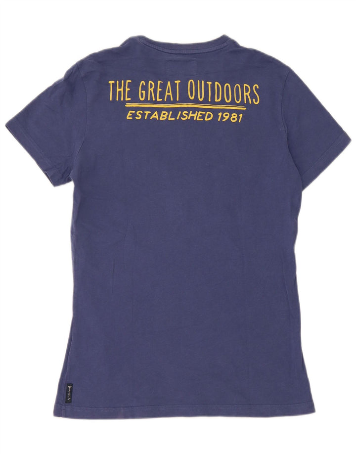Armani Herren Grafik-T-Shirt-Oberteil aus mittelblauer Baumwolle