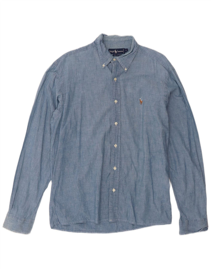 Ralph Lauren Herrenhemd, groß, aus blauer Baumwolle