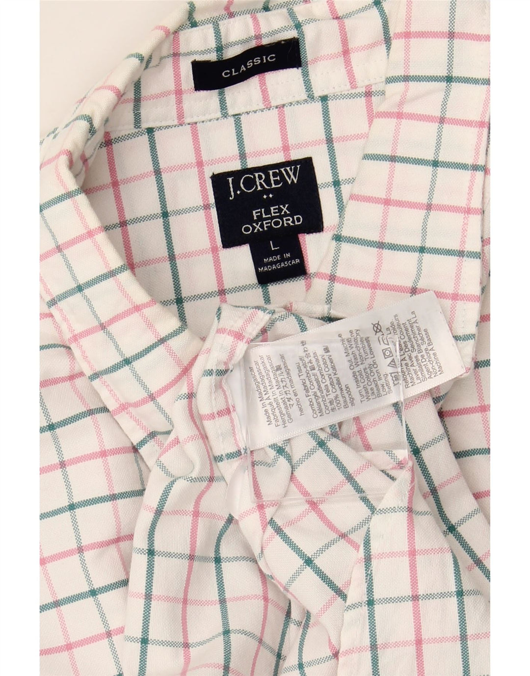 J. CREW Herren Flex Oxford Classic Fit Hemd, groß, weiß kariert, Baumwolle