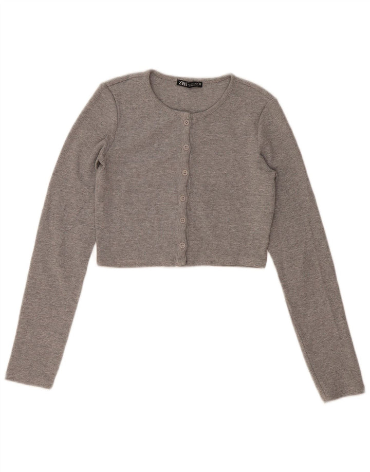 Zara Damen Crop Top UK 8 Small Grau