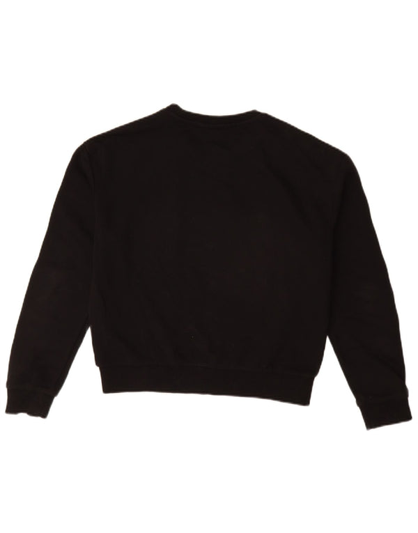 FILA Womens Graphic Oversized Sweatshirt Pullover UK 6 XS Schwarz Farbblock