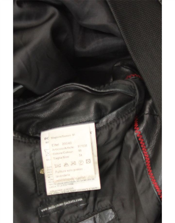 Milestone Herren Bomber-Lederjacke IT 54 2XL Schwarzes Leder