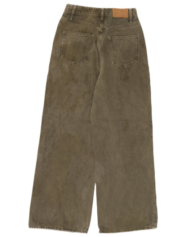Zara Damen-Jeans mit hoher Taille und weitem Bein, EU 34, 2XS, W24, L26, Khaki