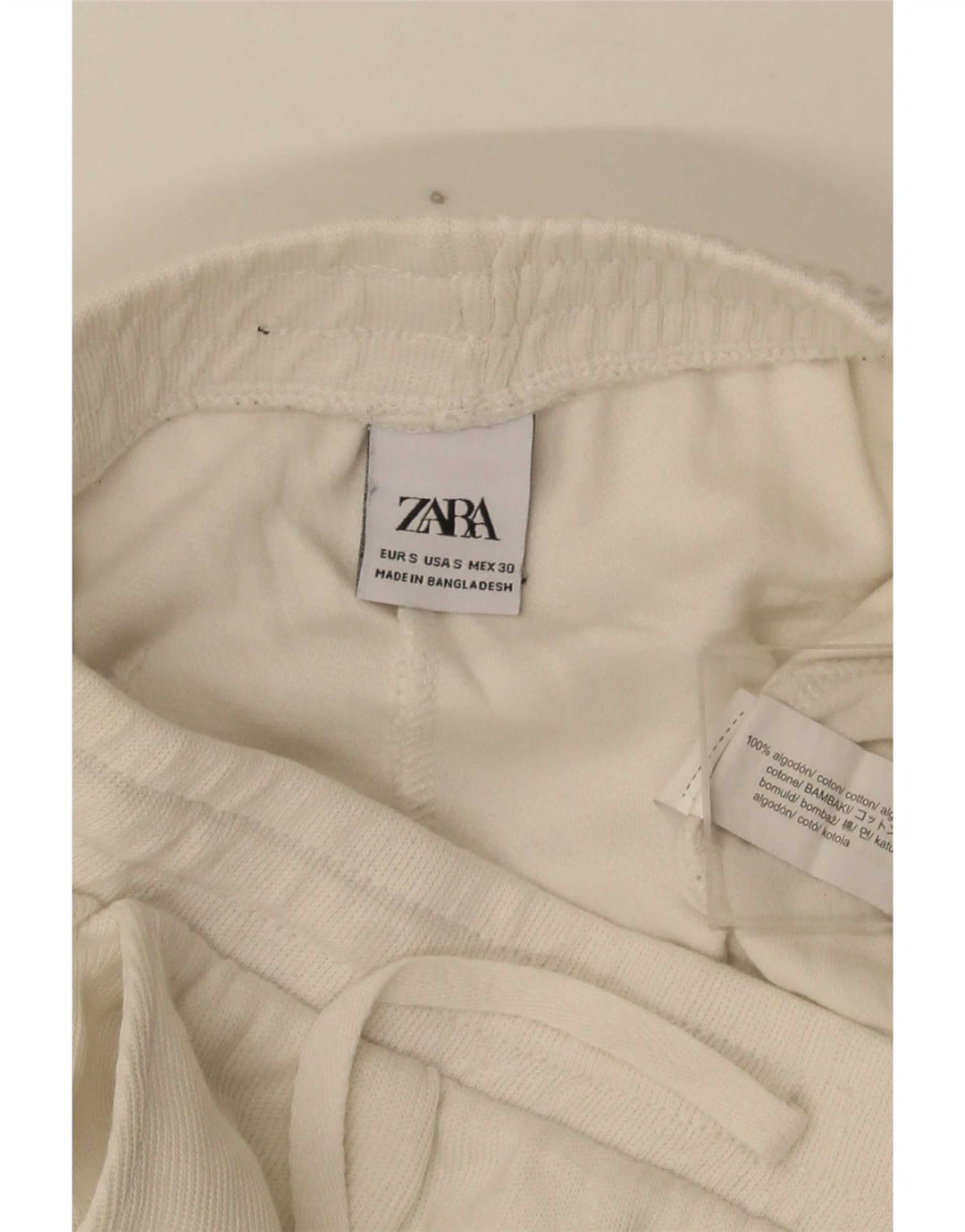 Zara Herren-Sportshorts, Größe S, weiße Baumwolle