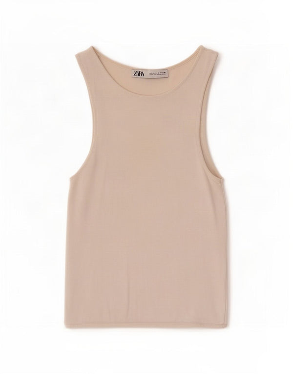 Zara Damen Crop Vest Top UK 8 Small Weiß