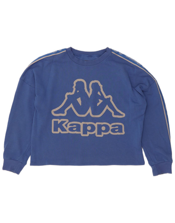 Kappa Damen Tezenis Crop Graphic Sweatshirt Pullover UK 14 Mittelblau