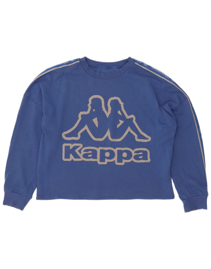 Kappa Damen Tezenis Crop Graphic Sweatshirt Pullover UK 14 Mittelblau