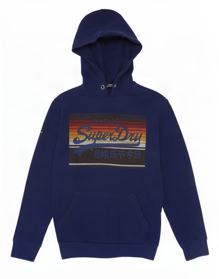 Superdry Herren-Kapuzenpullover mit grafischem Print, mittelmarineblaue Baumwolle