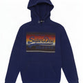 Superdry Herren-Kapuzenpullover mit grafischem Print, mittelmarineblaue Baumwolle