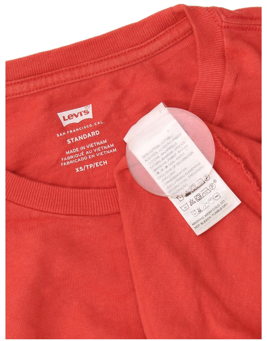 Levi's Herren Standard T-Shirt Top XS Rote Baumwolle