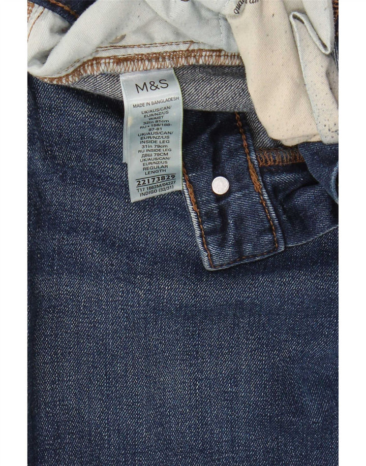 Marks & Spencer Herren Straight Jeans W32 L29 Blaue Baumwolle