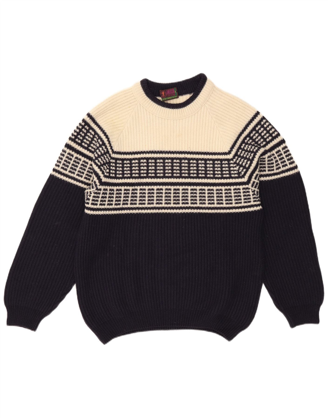 American System Herren-Pullover mit Rundhalsausschnitt, groß, Marineblau, Farbblock