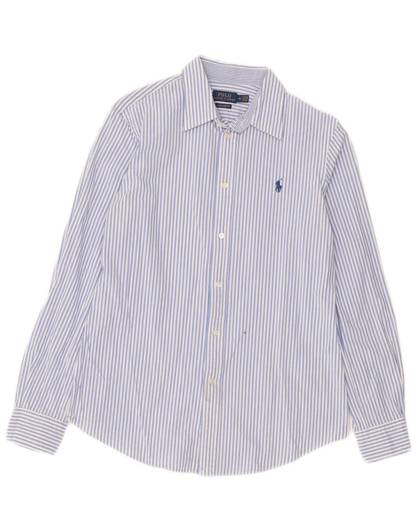 Polo Ralph Lauren Jungen-Hemd mit schmaler Passform, 9–10 Jahre, blaue Nadelstreifen-Baumwolle