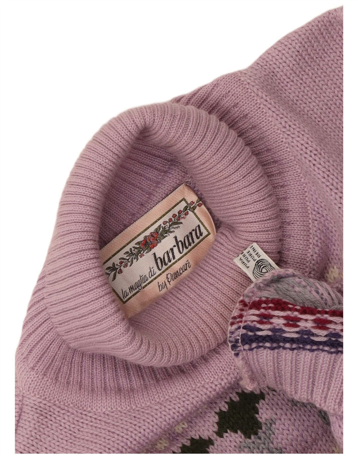 Barbara Damen-Pullover mit Rollkragen, Gr. 14, Mittelviolett, Fair Isle-Muster