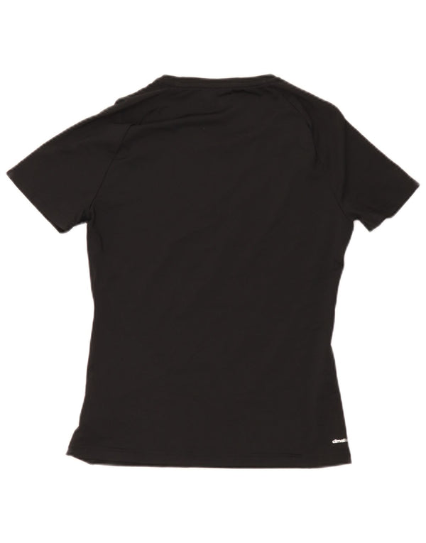 Adidas Damen Climalite Graphic T-Shirt Top UK 8/10 Small Schwarz Polyester