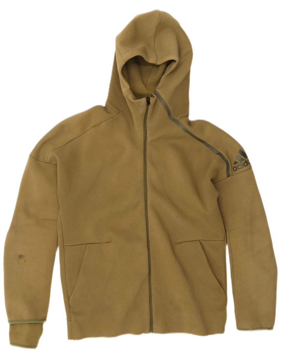 Adidas Herren Kapuzenpullover mit grafischem Reißverschluss, groß, Khaki