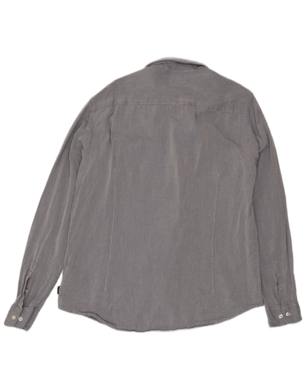 Armani Jeans Herrenhemd 2XL Marineblaue Chevron-Baumwolle