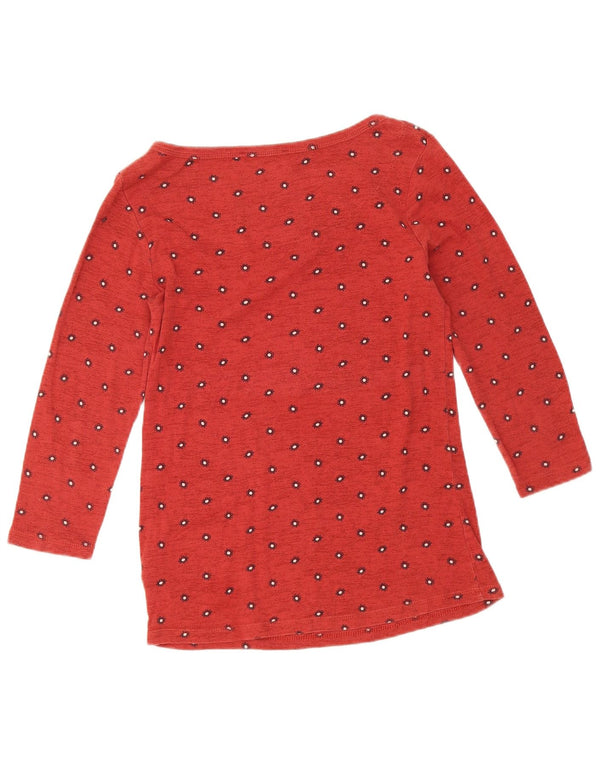 Marks & Spencer Damen-Top, 3/4-Ärmel, UK-Größe 12, Mittelrot, Blumenmuster, Baumwolle