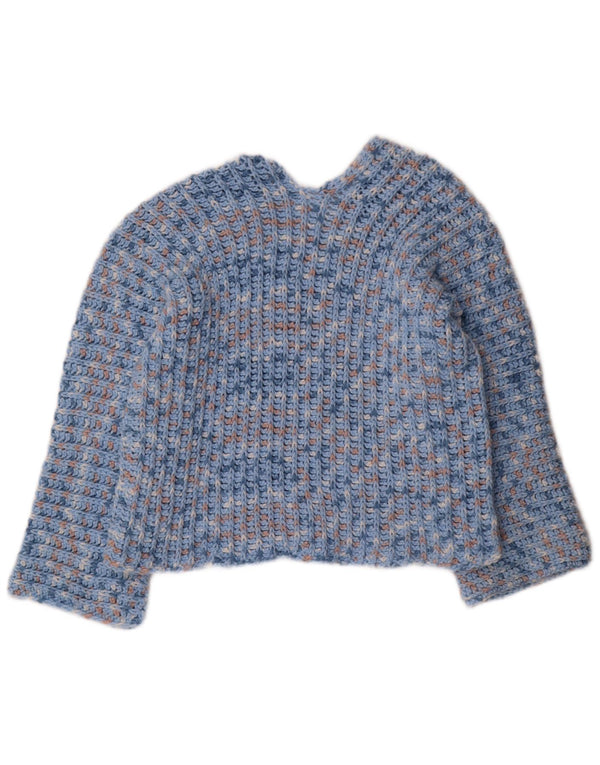 Vintage Damen V-Ausschnitt Pullover Pullover UK 12 Mittelblau meliert