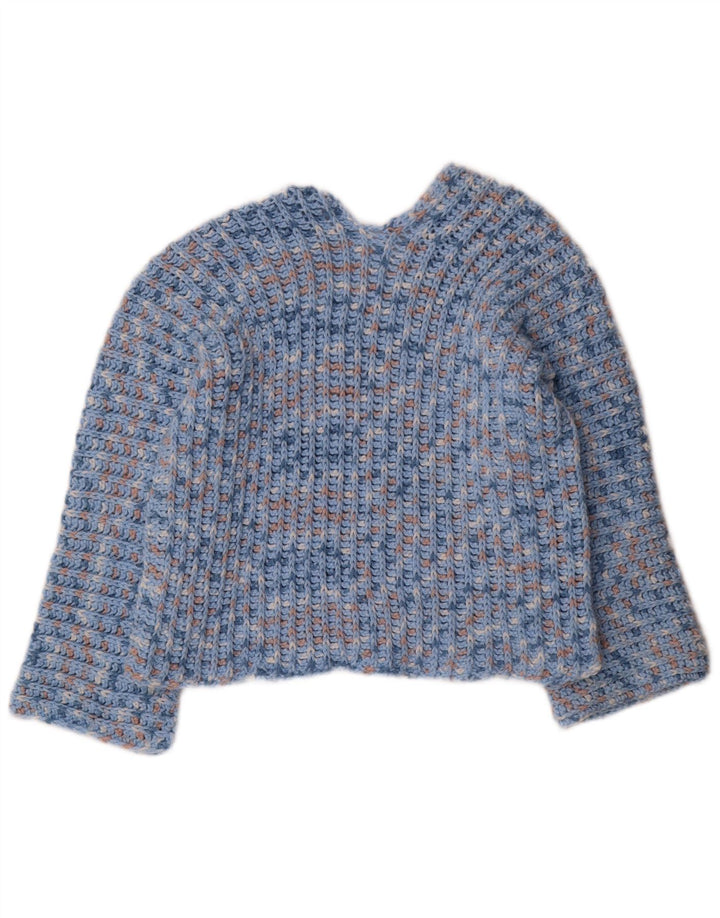 Vintage Damen V-Ausschnitt Pullover Pullover UK 12 Mittelblau meliert