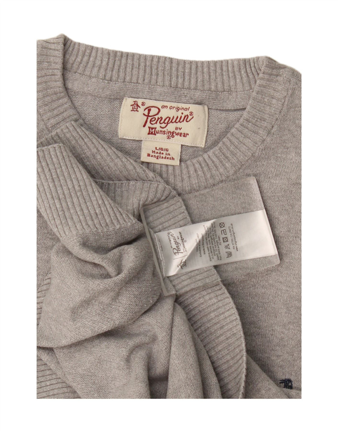 Penguin Herren-Pullover mit Rundhalsausschnitt, groß, grau gesprenkelte Baumwolle