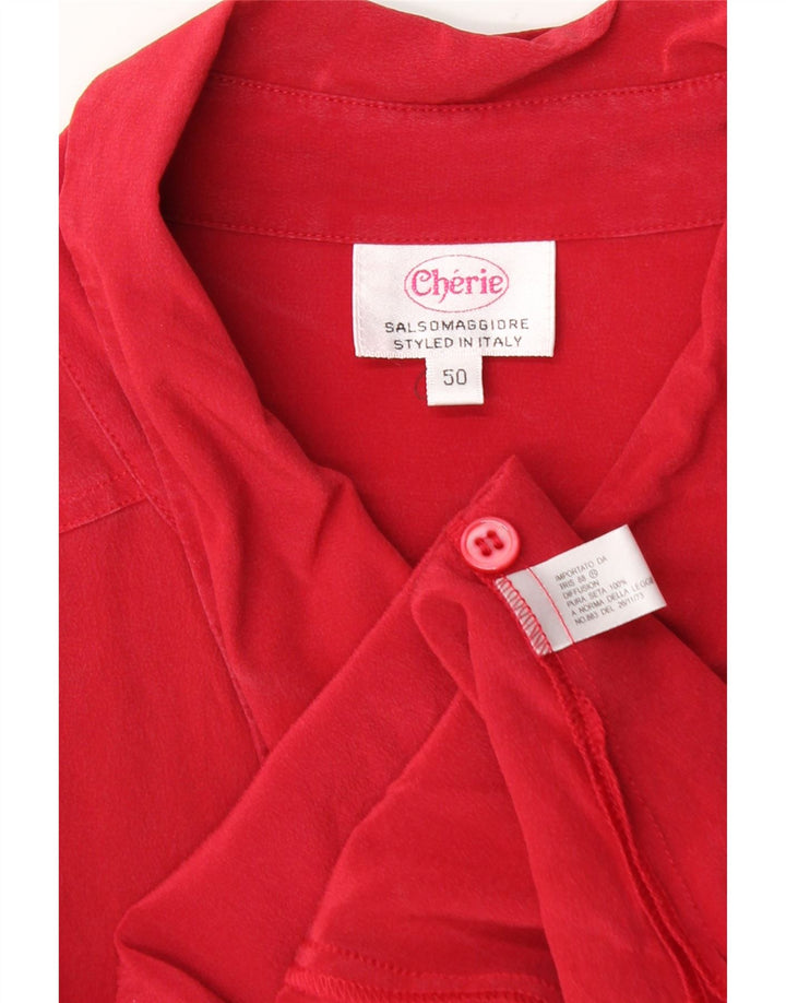 Cherie Damen Hemdbluse IT 50 XL Rote Seide