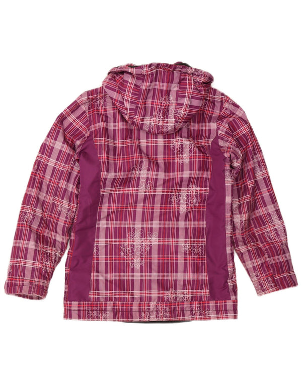 Brugi Windjacke mit Kapuze für Mädchen, 11–12 Jahre, lila kariert, Polyester