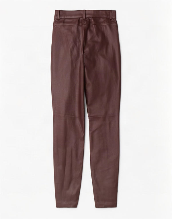 Zara Skinny-Hose aus Kunstleder für Damen, Größe S, W26, L29, Braun, Polyurethan