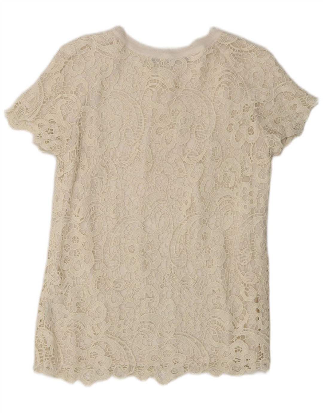 ZARA Womens Blouse Top UK 12 Medium Off White Floral