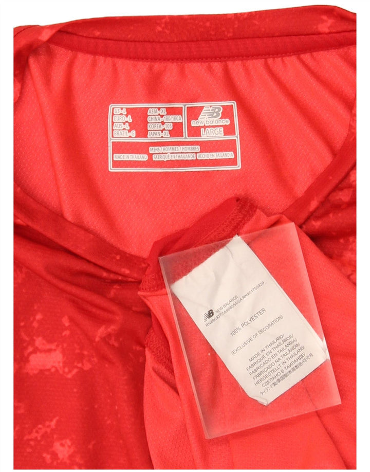 New Balance Herren-Oberteil, langärmelig, groß, rotes Batik-Polyester