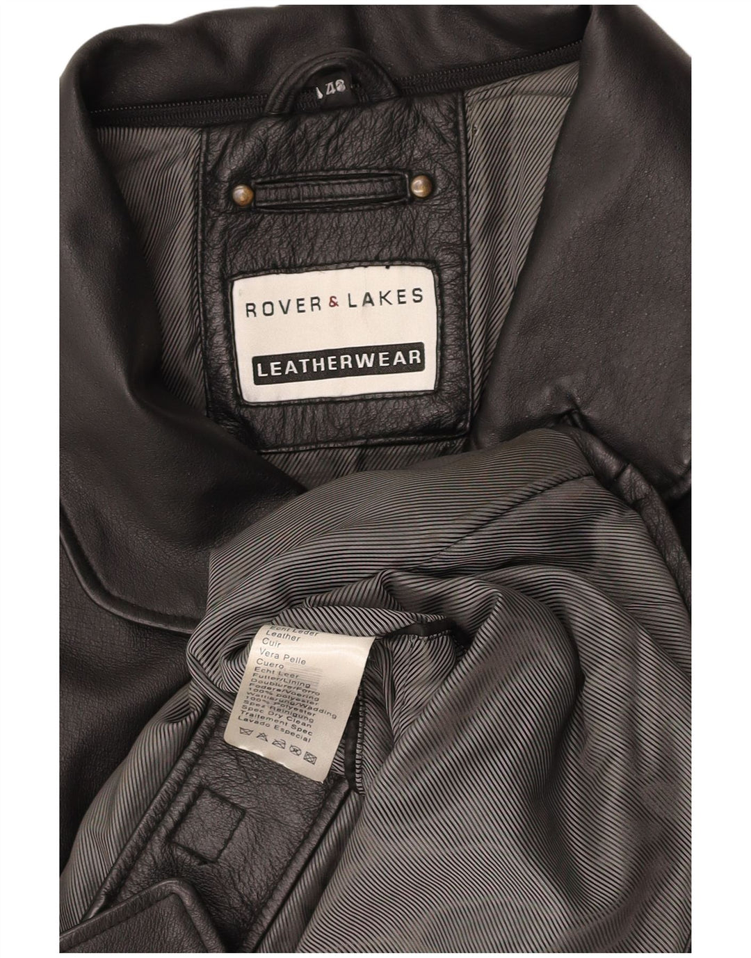 ROVER&LAKES Herren Ledermantel IT 48 Mittelschwarzes Leder