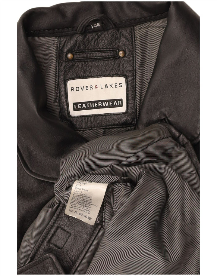 ROVER&LAKES Herren Ledermantel IT 48 Mittelschwarzes Leder