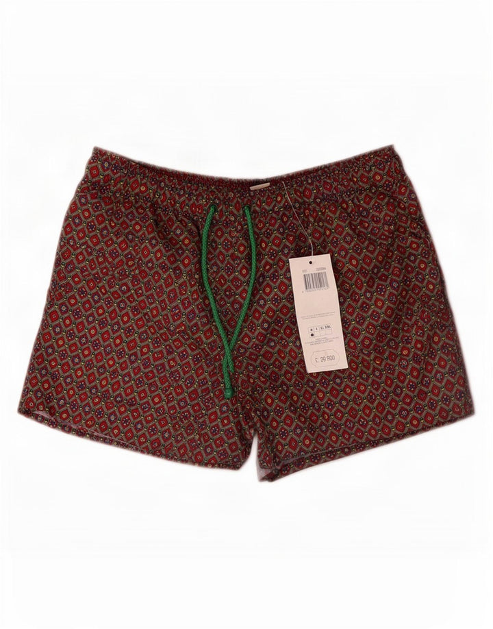 Vintage Herren Badeshorts mittelbraunes geometrisches Polyester