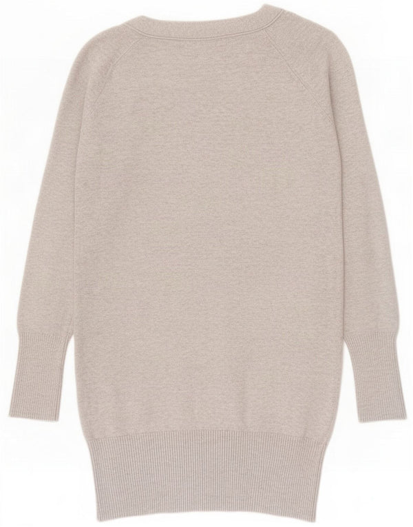 Zara Damen Longline Cardigan Pullover UK 10 Small Grey Cotton