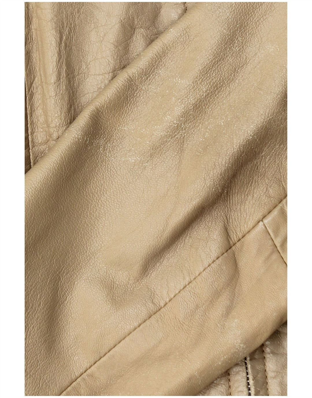 Zara Damen Crop Lederjacke UK 14 Large Beige Leder