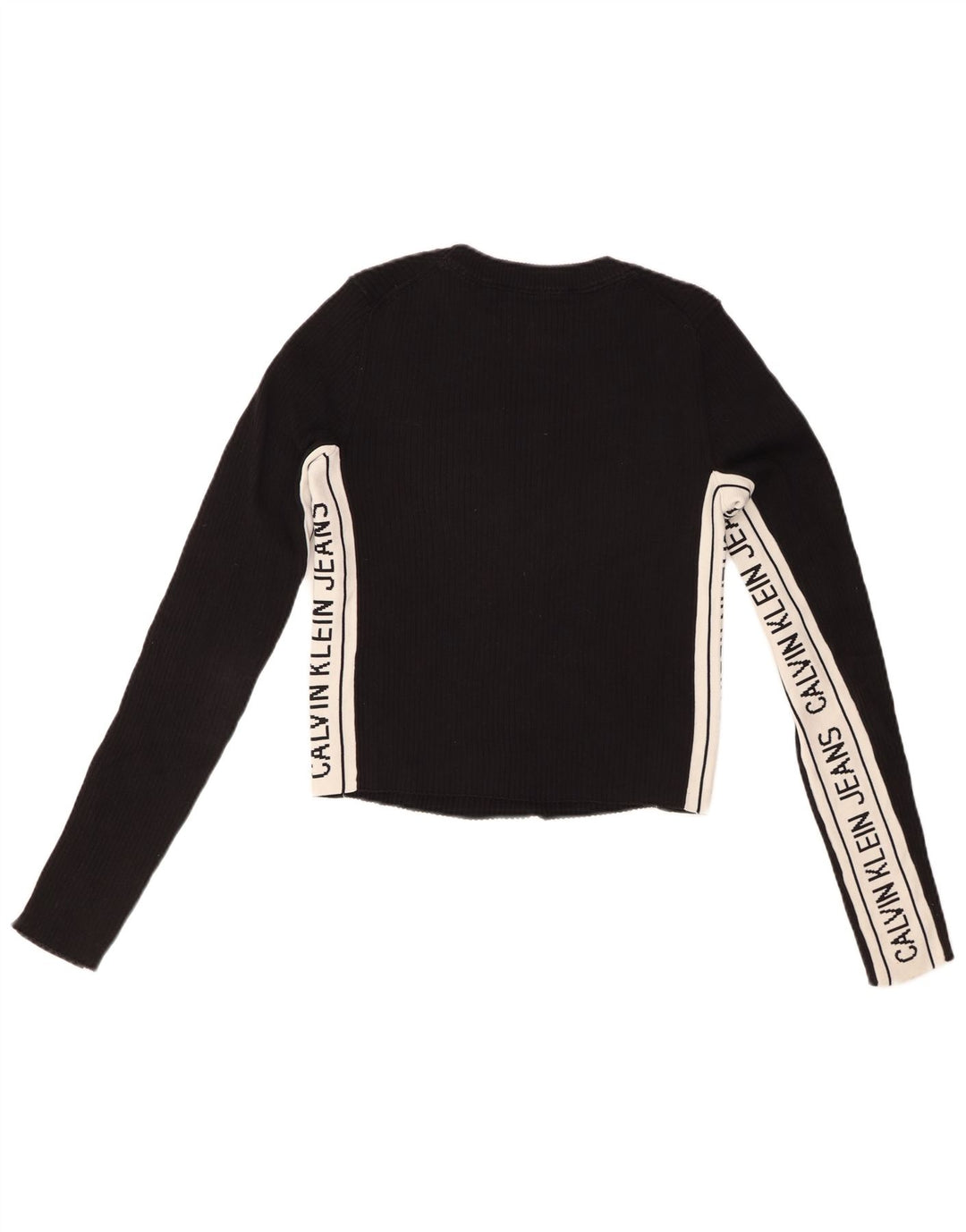 CALVIN KLEIN JEANS Damen Graphic Top Langarm UK 10 Small Schwarz