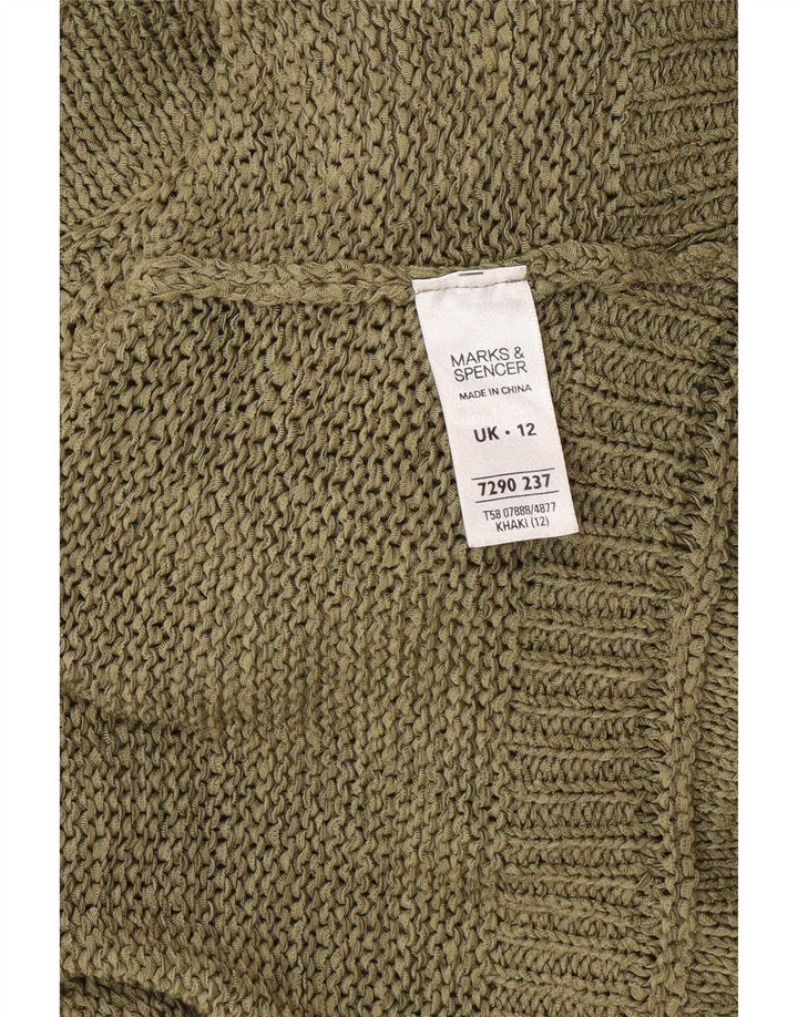 Marks & Spencer Damen-Strickjacke mit 3/4-Ärmeln, UK-Gr. 12, Mittelkhaki