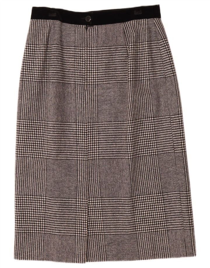 Louis Feraud Damen Midirock UK 16 Large W30 Graue Hahnentrittwolle