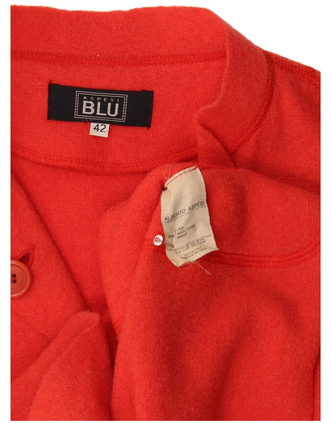 Alberto Aspesi Damen 3-Knopf-Blazerjacke IT 42 Mittelrote Wolle
