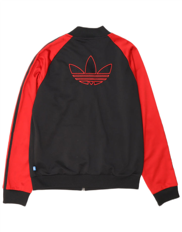 Adidas Damen-Trainingsanzug-Top-Jacke, UK 14, groß, schwarzes Colourblock-Polyester