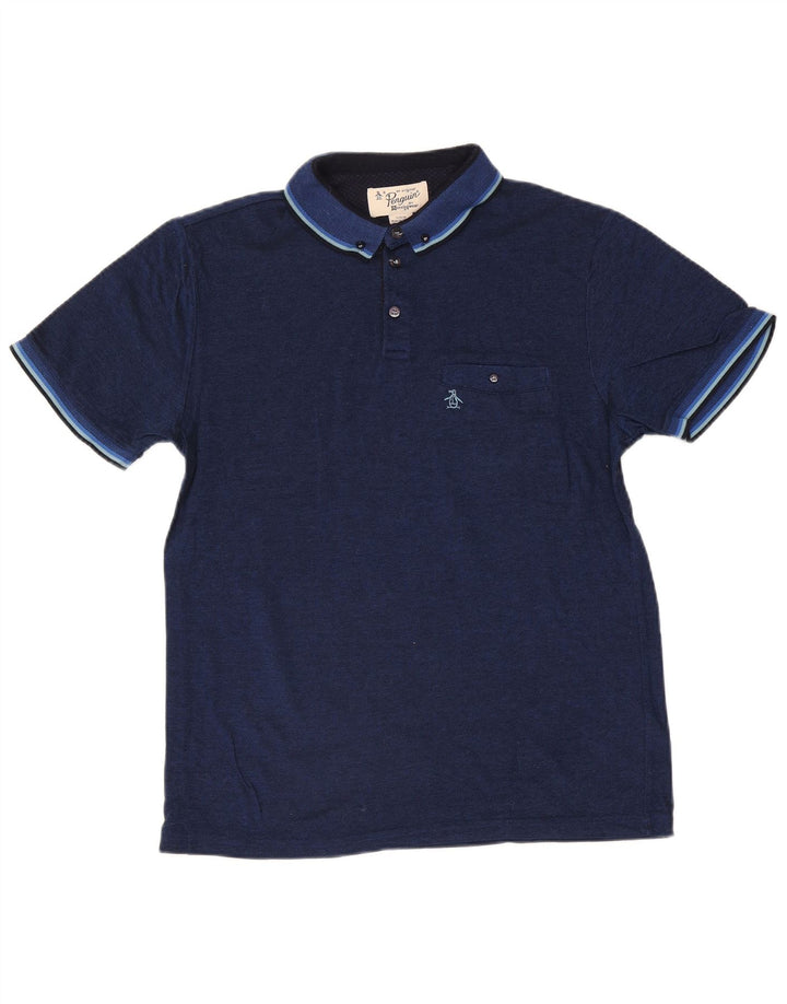 Penguin Herren-Poloshirt, groß, marineblau, gestreift, Baumwolle