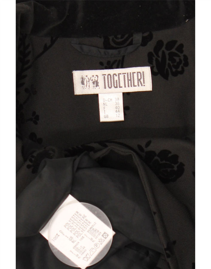 Together Damen Longline 2-Knopf-Blazer-Jacke, UK 12, mittelschwarz, geblümt