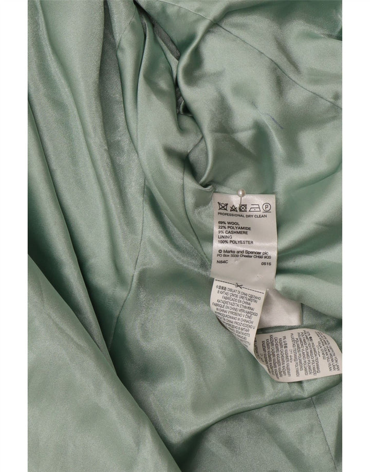 Marks & Spencer Zweireihiger Damenmantel UK 16 Große grüne Wolle