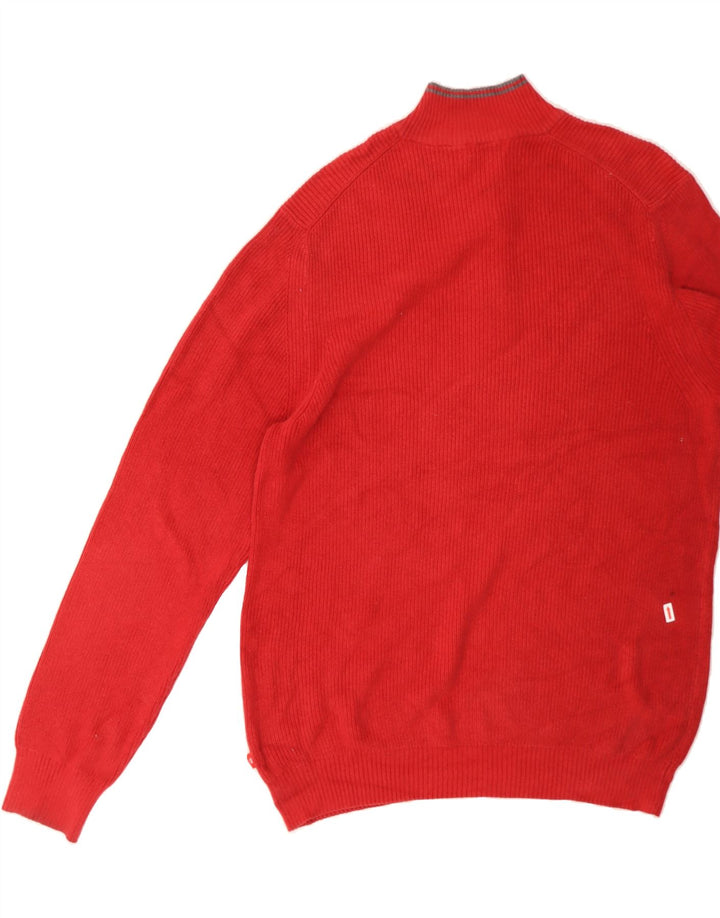 IZOD Mens Zip Neck Jumper Sweater Large Red Cotton Vintage Izod and Second-Hand Izod from Messina Hembry 