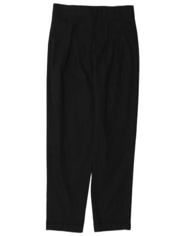 Zara Damen Straight Pegged Freizeithose XS W24 L25 Schwarze Baumwolle