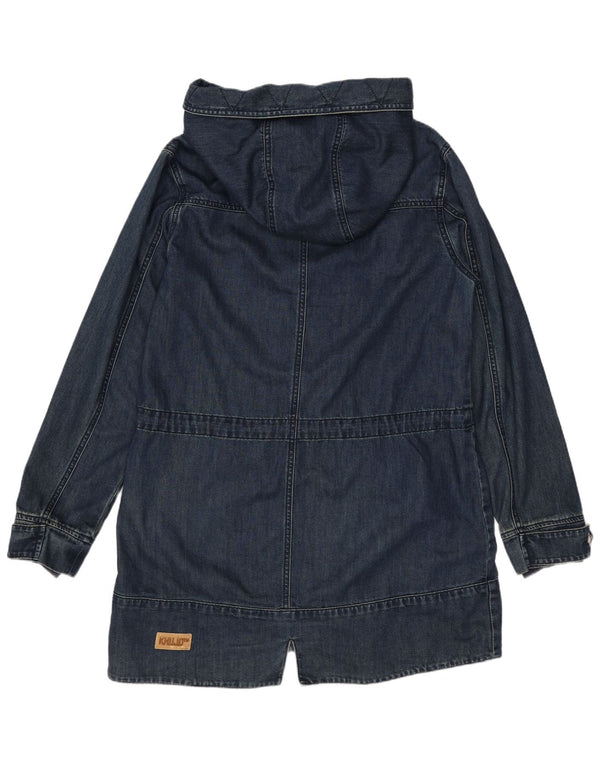 KHUJO Damen-Dufflecoat mit Kapuze, UK 14, mittelmarineblaue Baumwolle